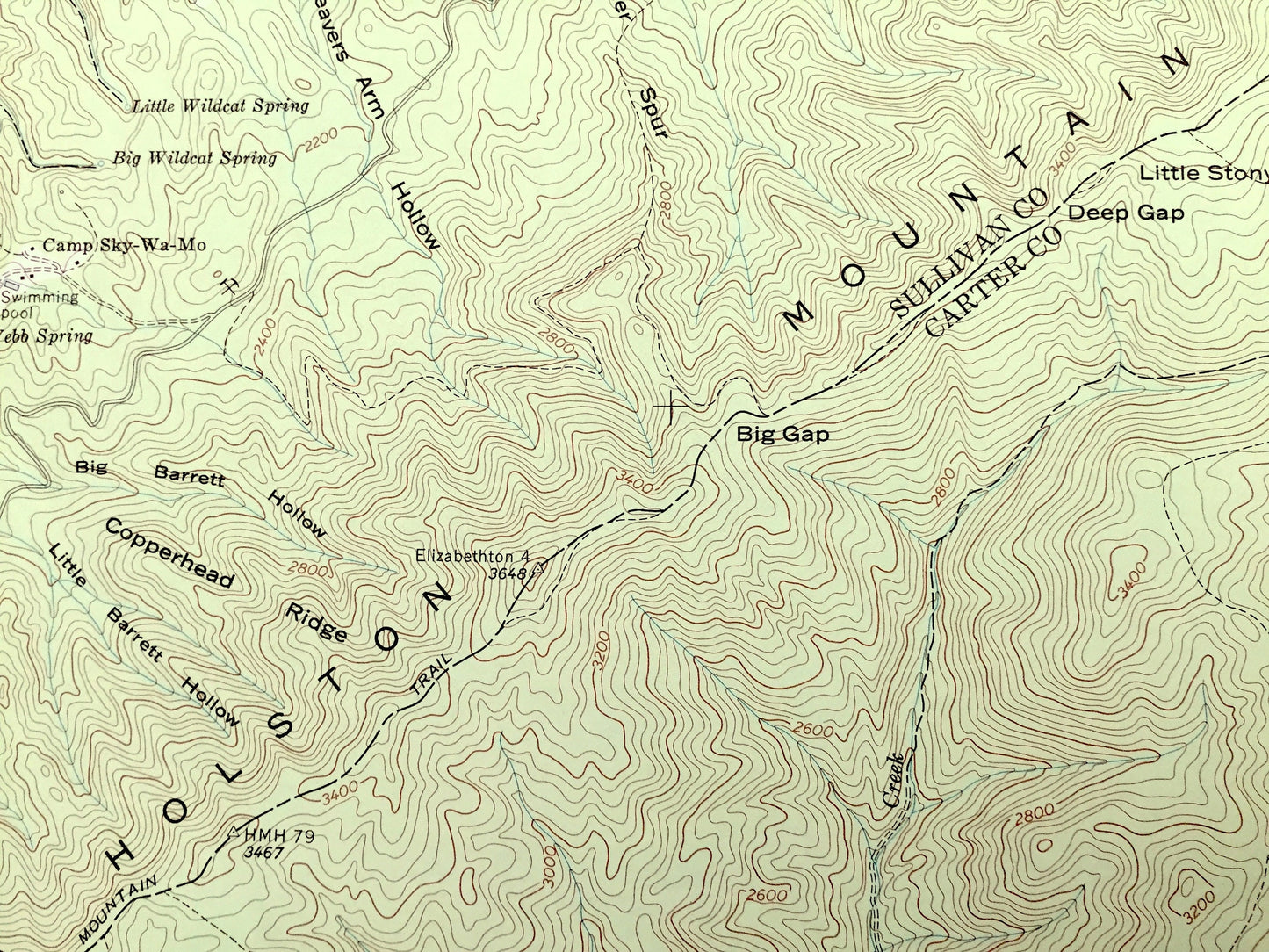 Antique Keenburg, Tennessee 1960 US Geological Survey Topographic Map – Cherokee National Forest, Sullivan, Carter County, Holston River, TN