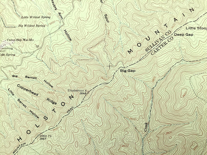 Antique Keenburg, Tennessee 1960 US Geological Survey Topographic Map – Cherokee National Forest, Sullivan, Carter County, Holston River, TN