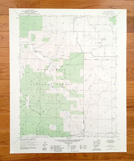 Antique Flat, Missouri 1954 US Geological Survey Topographic Map – Phelps County, Mark Twain National Forest, Democrat Ridge, Hollow, MO