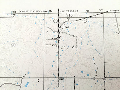 Antique Flat, Missouri 1954 US Geological Survey Topographic Map – Phelps County, Mark Twain National Forest, Democrat Ridge, Hollow, MO