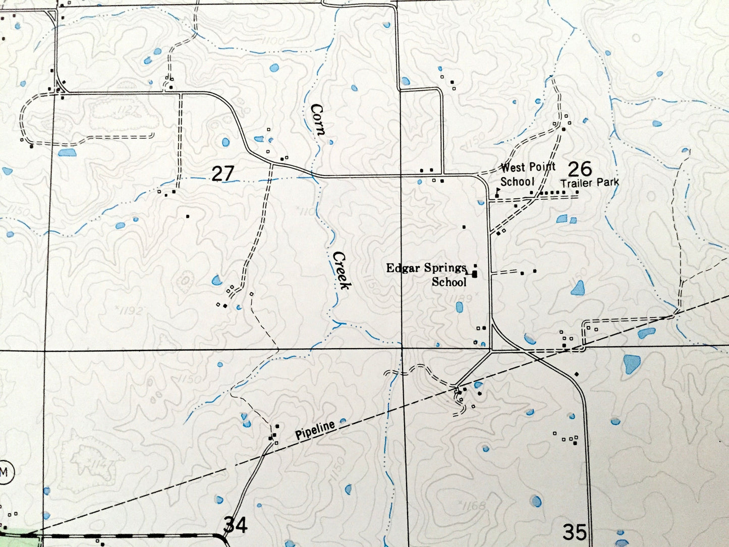 Antique Flat, Missouri 1954 US Geological Survey Topographic Map – Phelps County, Mark Twain National Forest, Democrat Ridge, Hollow, MO