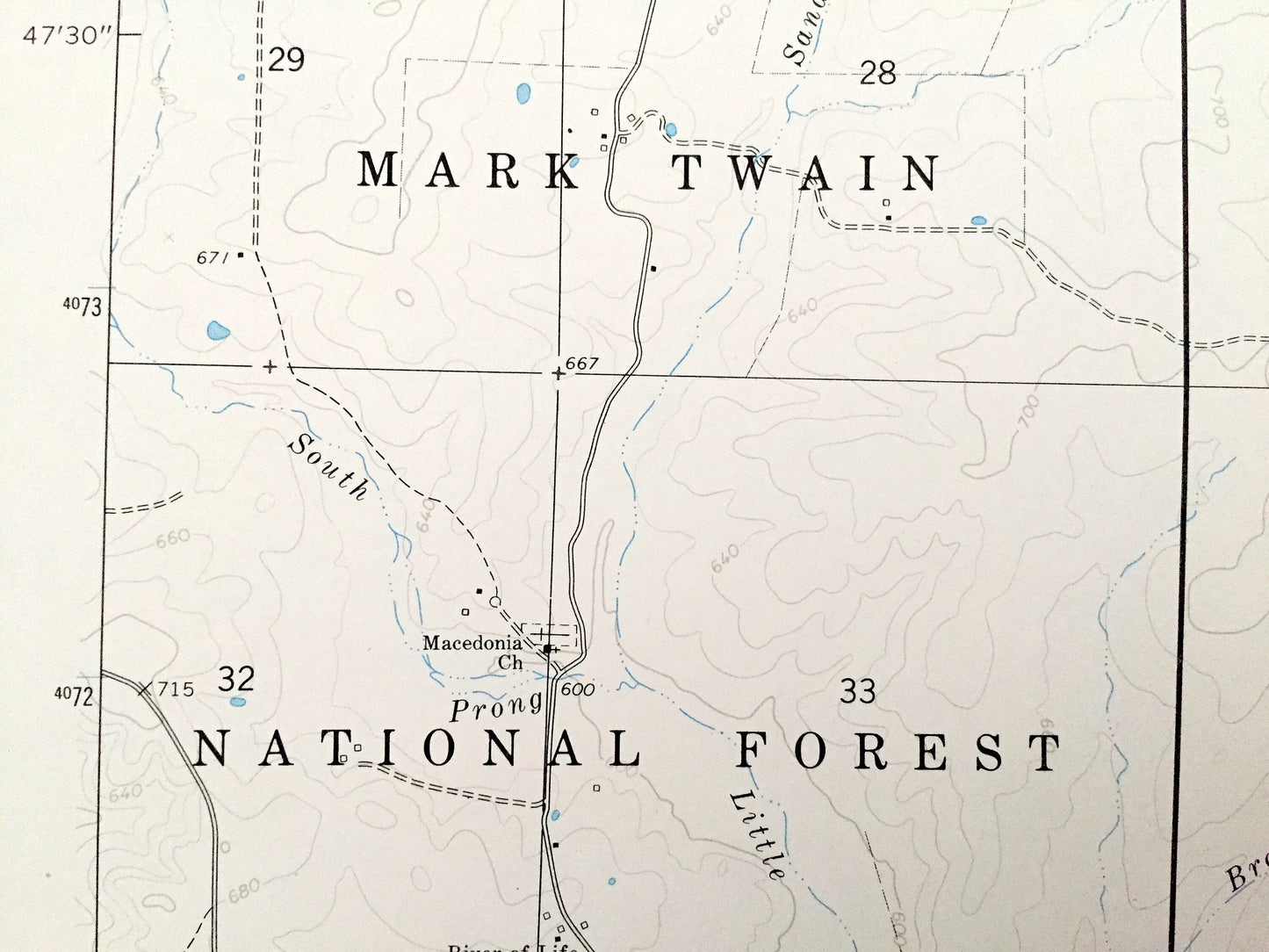 Antique Grandin, Missouri 1968 US Geological Survey Topographic Map – Carter, Ripley County Mark Twain National Forest Little Black River MO