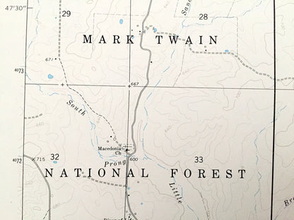 Antique Grandin, Missouri 1968 US Geological Survey Topographic Map – Carter, Ripley County Mark Twain National Forest Little Black River MO