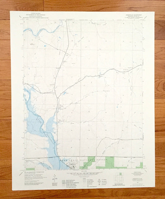 Antique Greenville, Missouri 1966 US Geological Survey Topographic Map – Wayne County, Bounds, Silva, Missionary Acres, Lake Wappapello MO