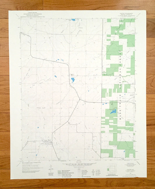 Antique Hunter, Missouri 1968 US Geological Survey Topographic Map – Carter County, Crites Corner, Ellsinore, Mark Twain National Forest, MO