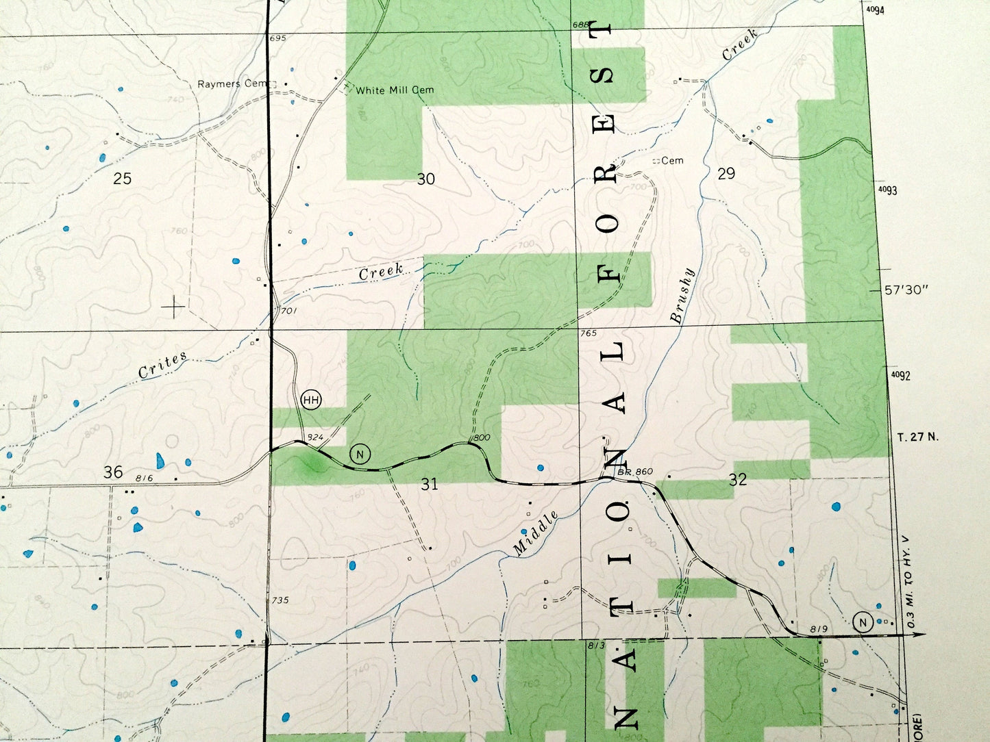 Antique Hunter, Missouri 1968 US Geological Survey Topographic Map – Carter County, Crites Corner, Ellsinore, Mark Twain National Forest, MO
