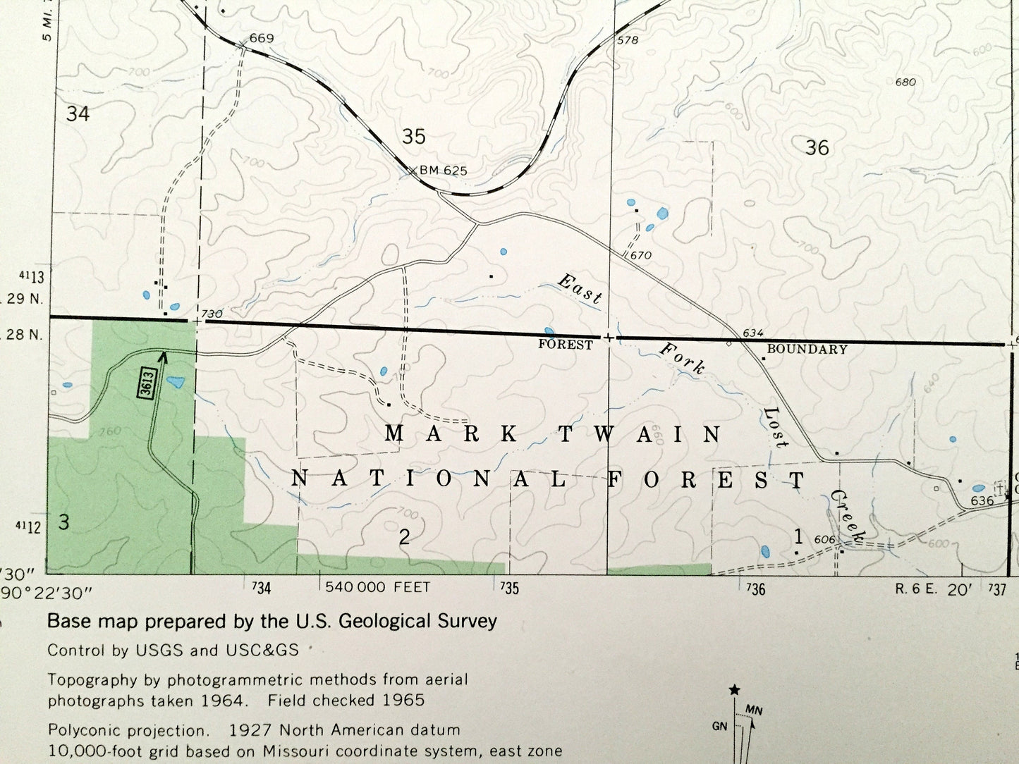 Antique Lowndes, Missouri 1965 US Geological Survey Topographic Map – Wayne County, Clubb, Hiram, Burbank, Coldwater State Forest, MO