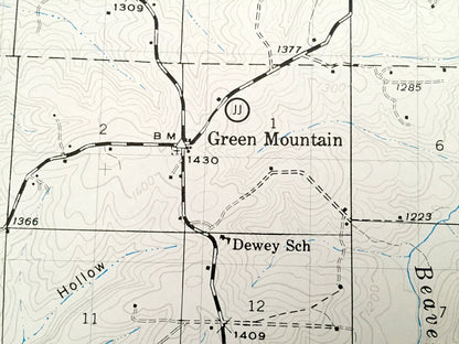 Antique Manes SE, Missouri 1941 US Geological Survey Topographic Map – Texas, Wright County, Green Mountain, Rayborn, Dawson, Graff, MO