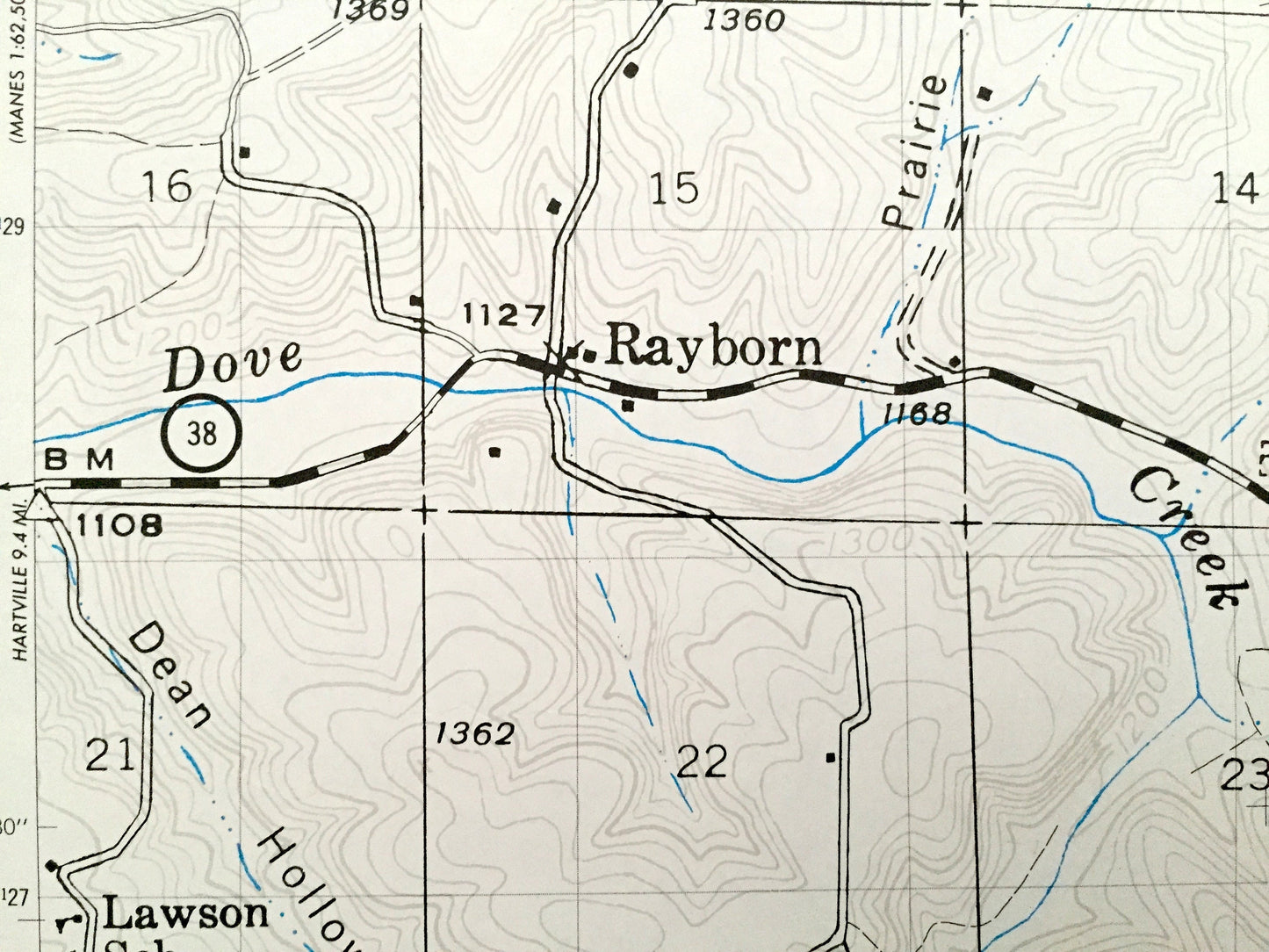 Antique Manes SE, Missouri 1941 US Geological Survey Topographic Map – Texas, Wright County, Green Mountain, Rayborn, Dawson, Graff, MO