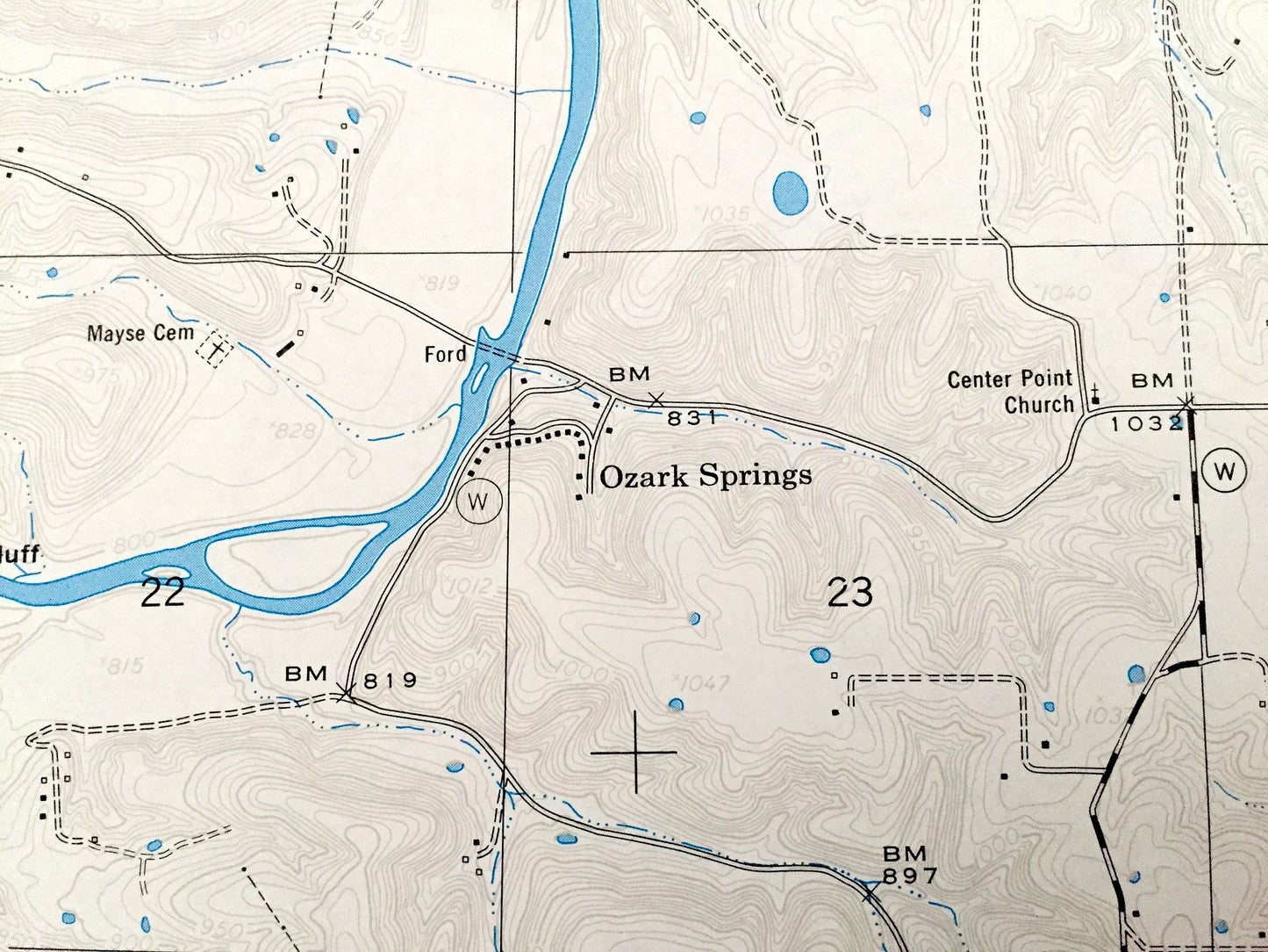 Antique Ozark Springs, Missouri 1954 US Geological Survey Topographic Map – Pulaski County, Turkey Ridge, Mark Twain National Forest MO