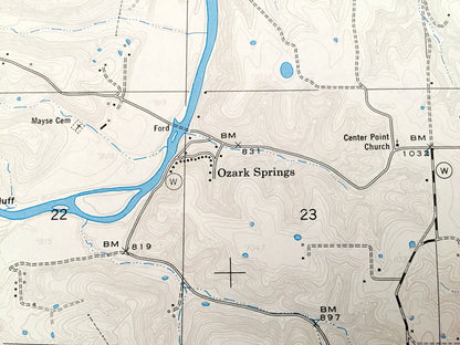 Antique Ozark Springs, Missouri 1954 US Geological Survey Topographic Map – Pulaski County, Turkey Ridge, Mark Twain National Forest MO