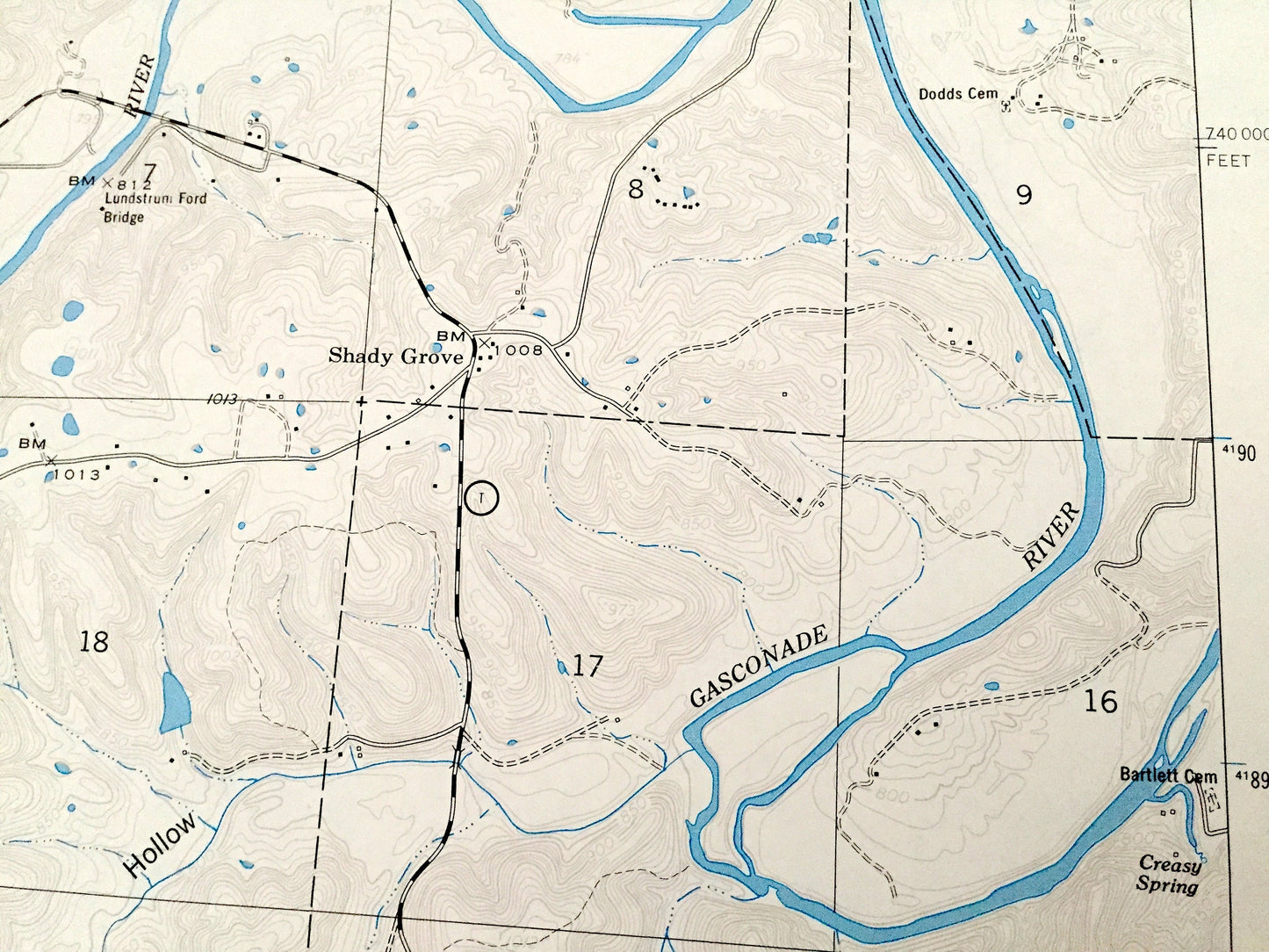 Antique Ozark Springs, Missouri 1954 US Geological Survey Topographic Map – Pulaski County, Turkey Ridge, Mark Twain National Forest MO