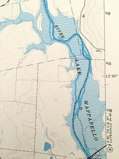 Antique Patterson, Missouri 1968 US Geological Survey Topographic Map – Wayne County, Mark Twain National Forest, Lake Wappapello, MO