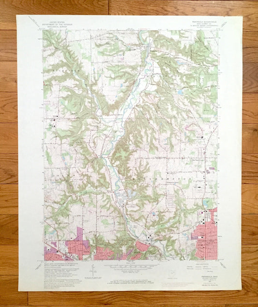 Antique Peninsula, Ohio 1963 US Geological Survey Topographic Map – Summit County, Boston, Bath Northampton Fairlawn Akron Cuyahoga Falls OH