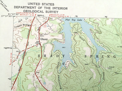 Antique Flat Top, West Virginia 1968 US Geological Survey Topographic Map – Raliegh, Summers, Mercer County, Shady Spring, Jumping Branch WV