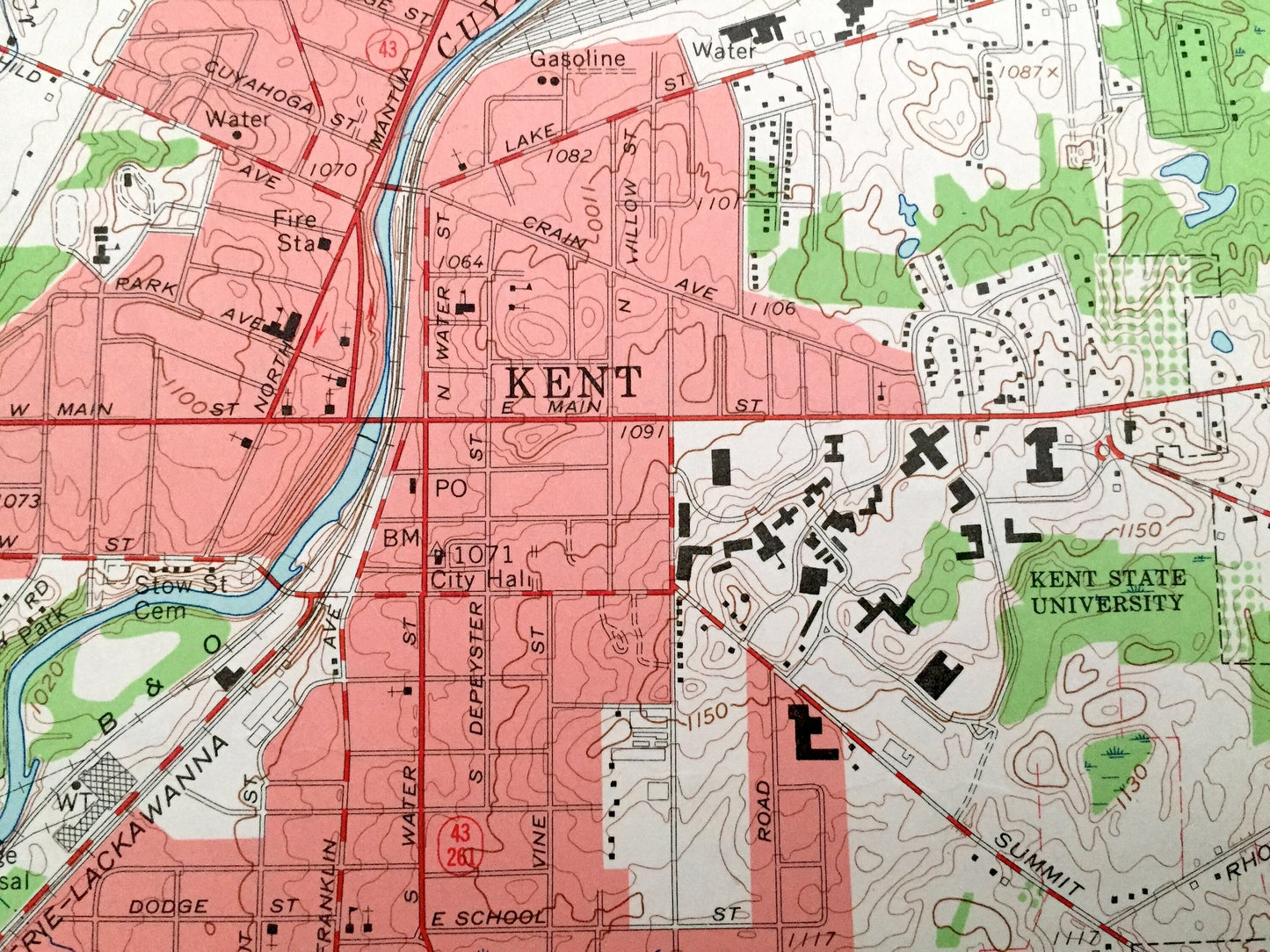 Antique Kent, Ohio 1960 US Geological Survey Topographic Map – Portage County, Streetsboro, Shalersville, Franklin, Ravenna, Brimfield, OH