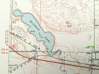 Antique Voltaire, North Dakota 1948 US Geological Survey Topographic Map – McHenry County, Hendrickson, Lebanon, Brown, Lake Hester, ND