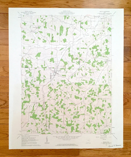 Antique Baltic, Ohio 1961 US Geological Survey Topographic Map – Holmes, Coshocton, Tuscarawas County, Crawford, Bucks, Sugar Creek, OH