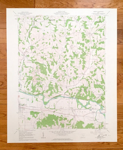 Antique Fresno, Ohio 1961 US Geological Survey Topographic Map – Coshocton, Tuscarawas County, Crawford, Bucks, White Eyes, Adams, Oxford OH