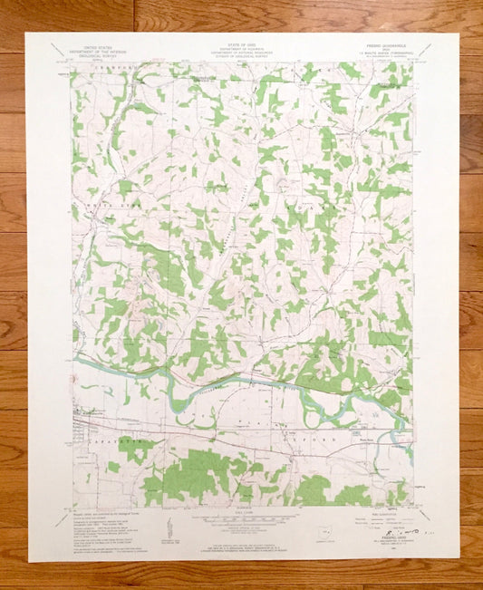 Antique Fresno, Ohio 1961 US Geological Survey Topographic Map – Coshocton, Tuscarawas County, Crawford, Bucks, White Eyes, Adams, Oxford OH