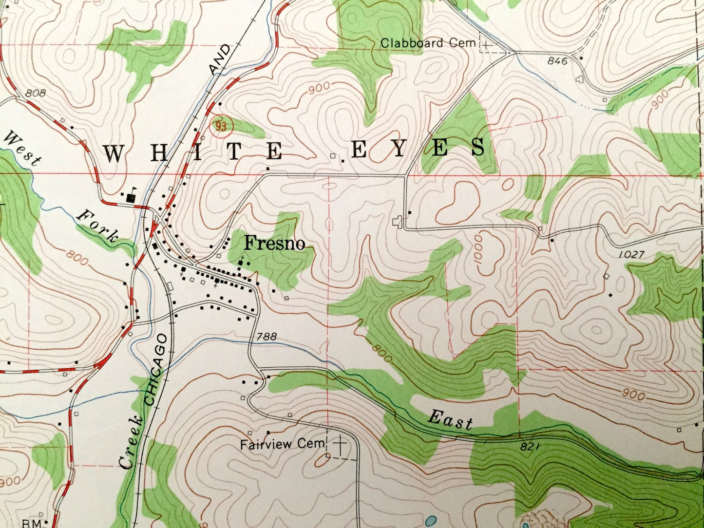 Antique Fresno, Ohio 1961 US Geological Survey Topographic Map – Coshocton, Tuscarawas County, Crawford, Bucks, White Eyes, Adams, Oxford OH