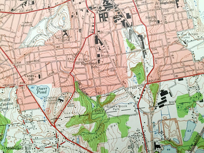 Antique New Britain, Connecticut 1953 US Geological Survey Topographic Map – Hartford County, Farmington, Southington, West Hartford, CT