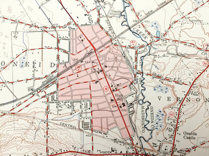 Antique Oneida, New York 1955 US Geological Survey Topographic Map – Oneida, Madison County, Lenox, Verona, Lincoln, Fenner, Smithfield, NY