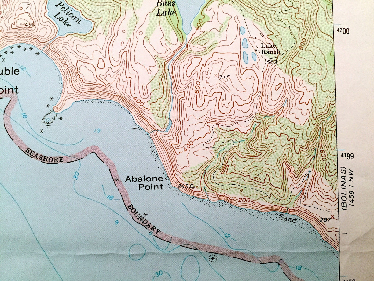 Antique Double Point, California 1954 US Geological Survey Topographic Map – Marin County, Point Reyes National Seashore, State Park, CA