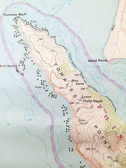 Antique Tomales Bay, California 1954 US Geological Survey Topographic Map – Marin County, Inverness Ridge, Point Reyes National Seashore CA