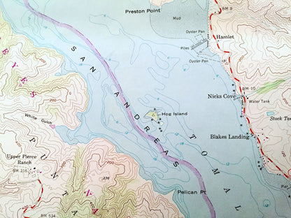 Antique Tomales Bay, California 1954 US Geological Survey Topographic Map – Marin County, Inverness Ridge, Point Reyes National Seashore CA