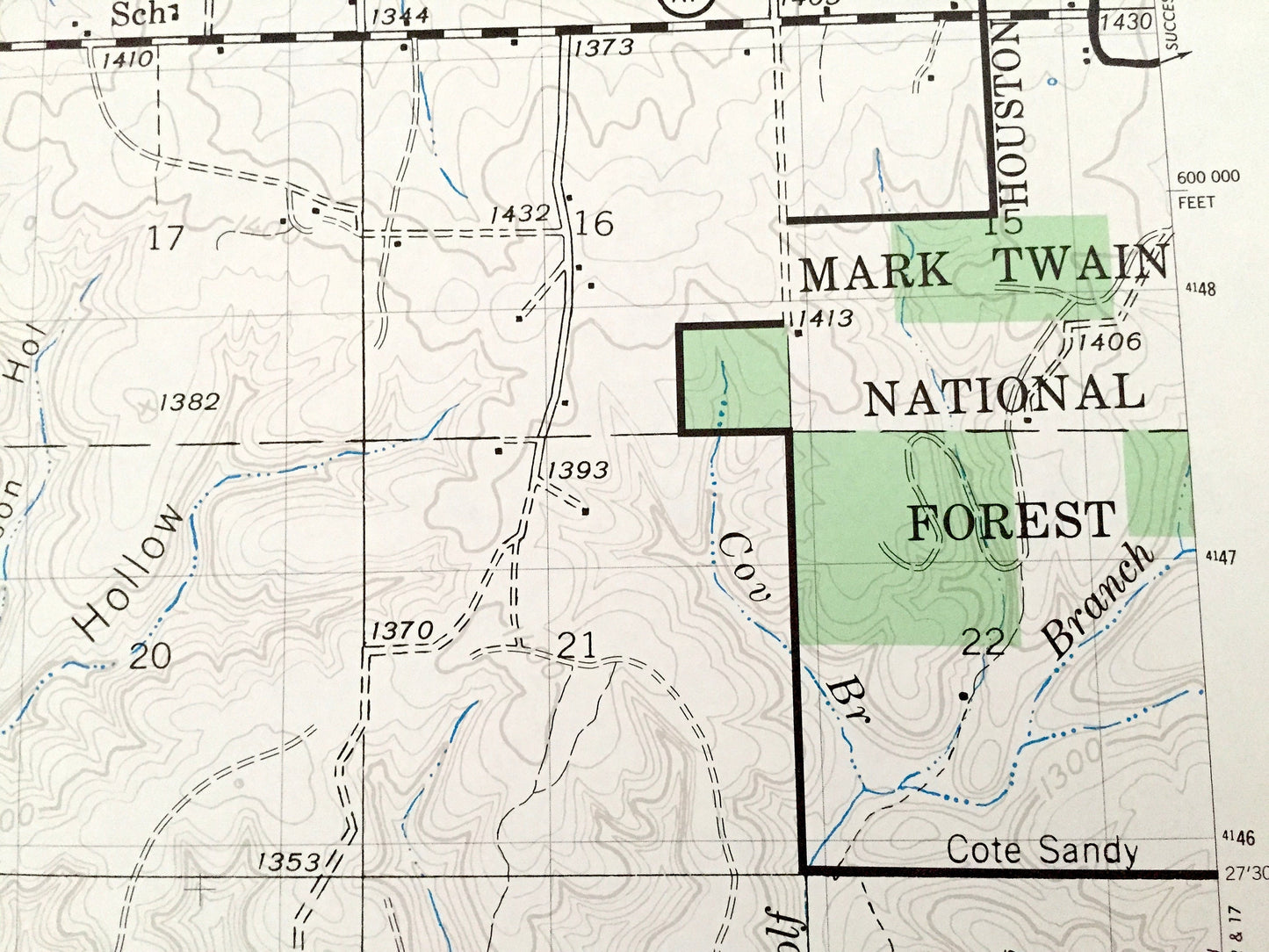 Antique Bado NW, Missouri 1941 US Geological Survey Topographic Map – Texas County, Turkey, Roubidoux, Mark Twain National Forest, MO