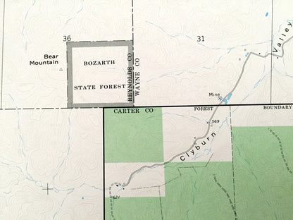 Antique Ellington SE, Missouri 1968 US Geological Survey Topographic Map – Carter, Wayne, Reynolds County, Bozarth State Forest, MO