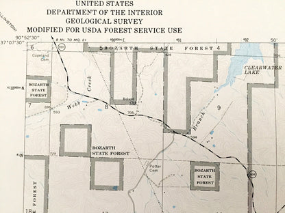 Antique Ellington SE, Missouri 1968 US Geological Survey Topographic Map – Carter, Wayne, Reynolds County, Bozarth State Forest, MO