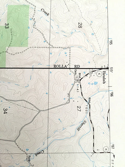 Antique Beulah, Missouri 1954 US Geological Survey Topographic Map – Phelps, Texas County, Blooming Rose, Sherrill, Kinderpost, MO