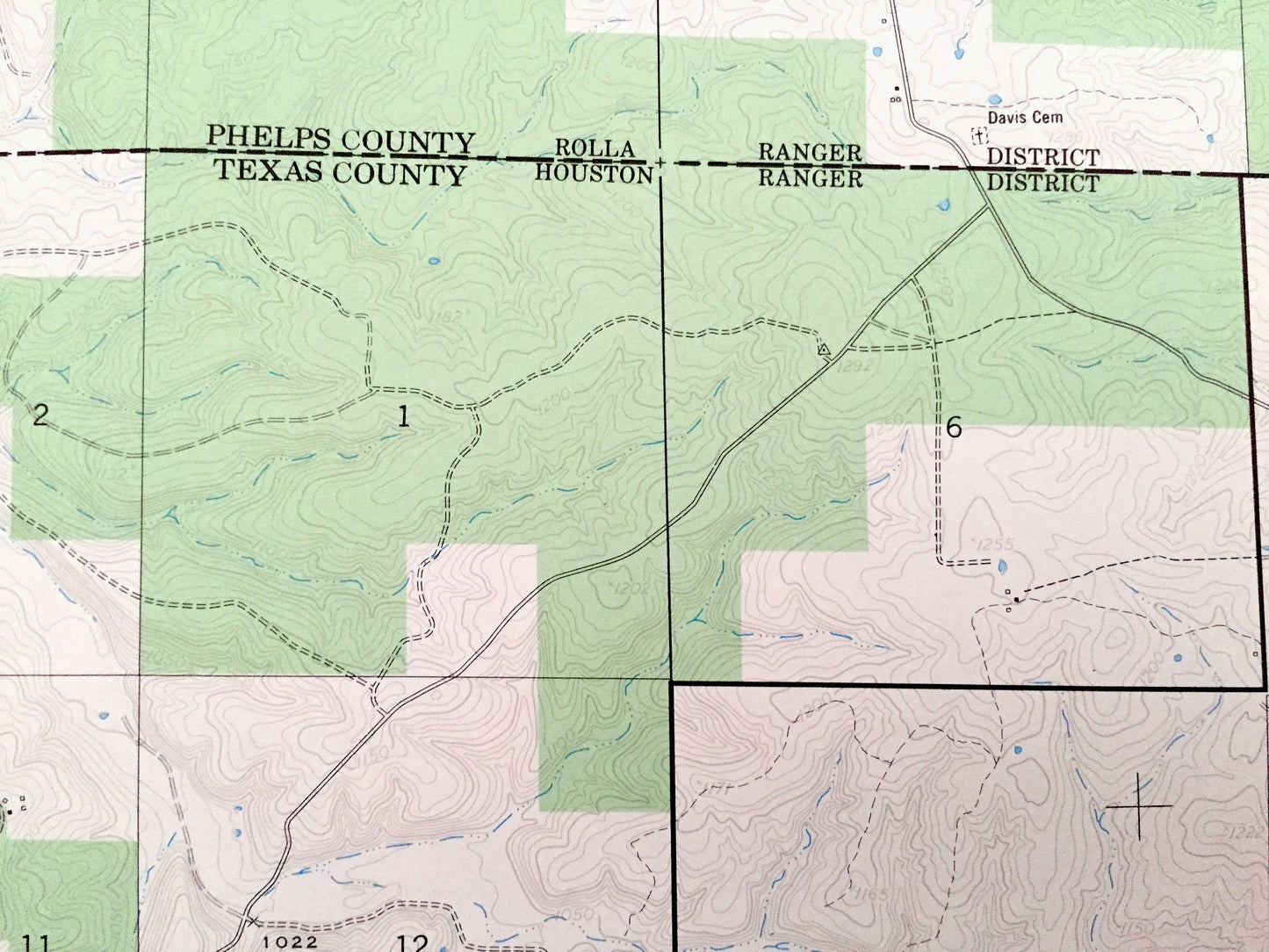 Antique Beulah, Missouri 1954 US Geological Survey Topographic Map – Phelps, Texas County, Blooming Rose, Sherrill, Kinderpost, MO