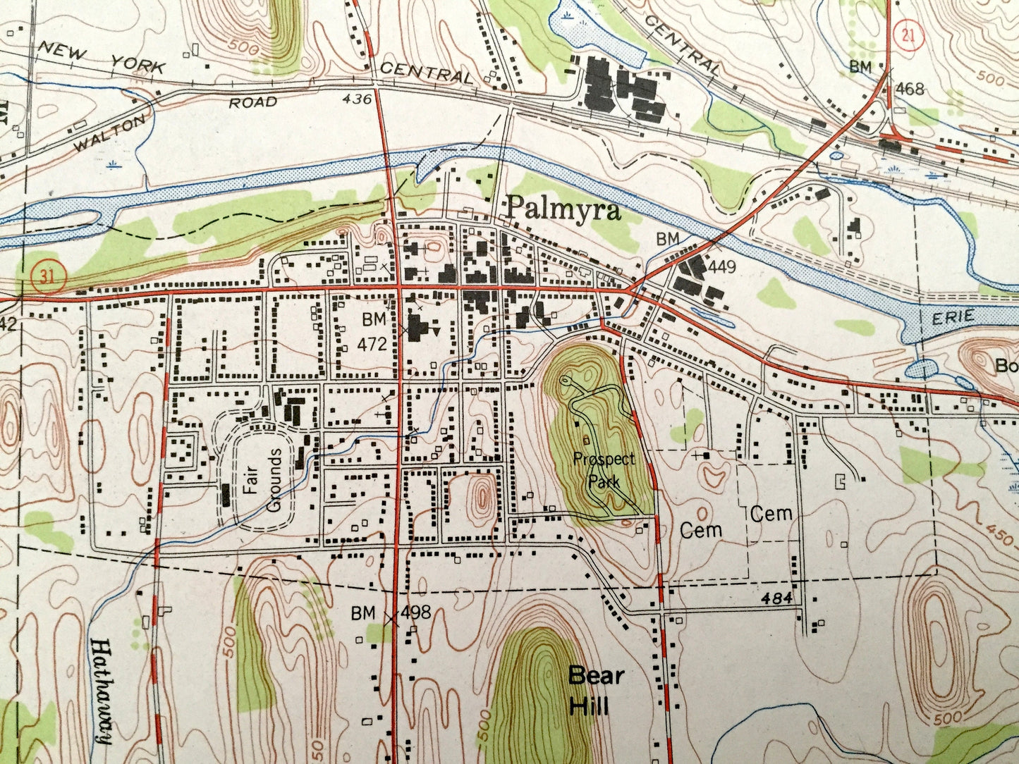 Antique Palmyra, New York 1952 US Geological Survey Topographic Map – Ontario, Wayne County, Macedonia, Farmington, Manchester, Phelps, NY