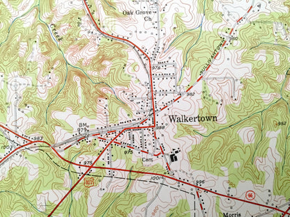 Antique Walkertown, North Carolina 1951 US Geological Survey Topographic Map – Forsyth County, Bethania Winston-Salem Chapel Belews Creek NC