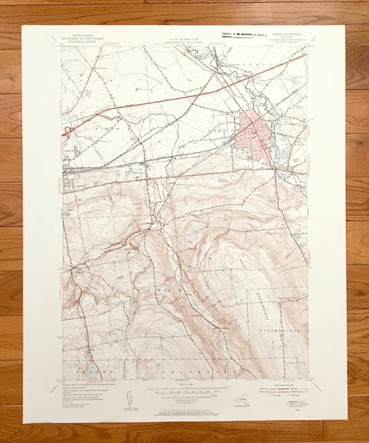 Antique Oneida, New York 1955 US Geological Survey Topographic Map – Oneida, Madison County, Lenox, Verona, Lincoln, Fenner, Smithfield, NY