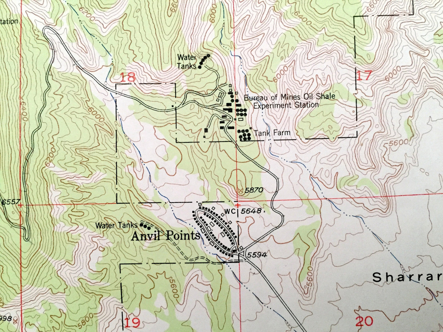 Antique Anvil Points, Colorado 1952 US Geological Survey Topographic Map – Garfield County, Lacy, Naval Oil Shale Reserve, Creek, Gulch, CO