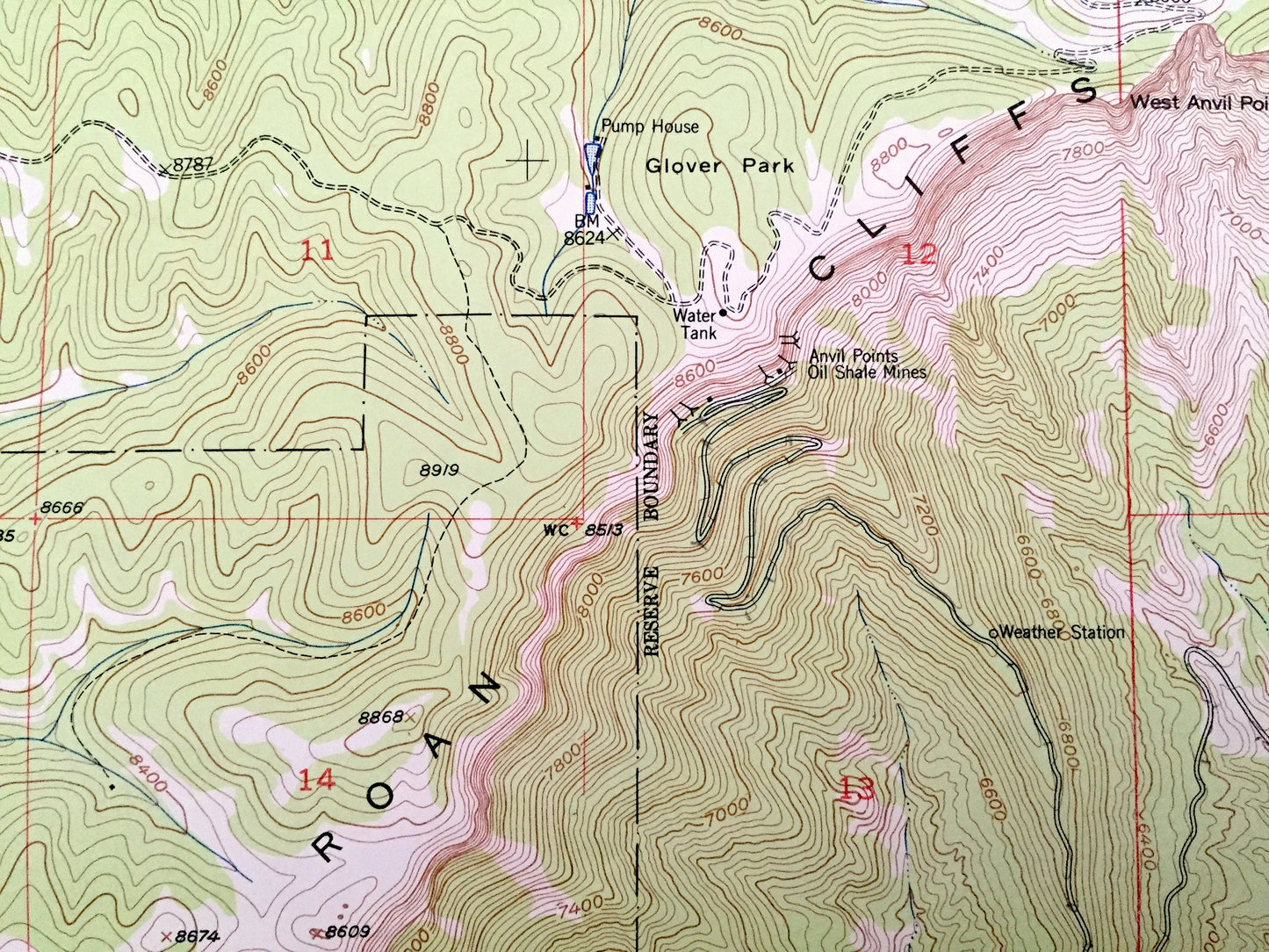 Antique Anvil Points, Colorado 1952 US Geological Survey Topographic Map – Garfield County, Lacy, Naval Oil Shale Reserve, Creek, Gulch, CO