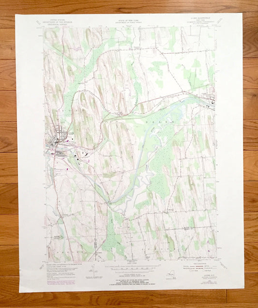 Antique Lyons, New York 1952 US Geological Survey Topographic Map – Wayne, Ontario, Seneca County, Rose, Galen, Junius, Phelps, Clyde, NY