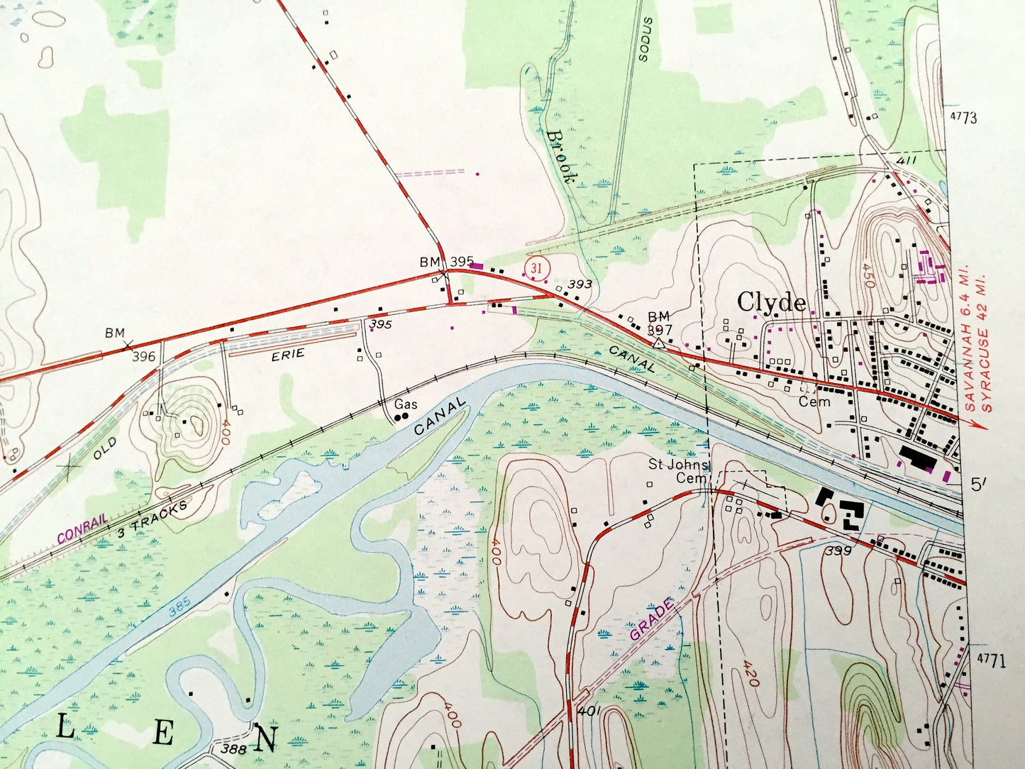 Antique Lyons, New York 1952 US Geological Survey Topographic Map – Wayne, Ontario, Seneca County, Rose, Galen, Junius, Phelps, Clyde, NY