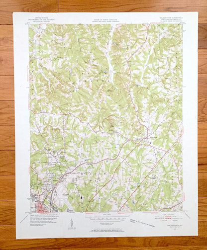 Antique Walkertown, North Carolina 1951 US Geological Survey Topographic Map – Forsyth County, Bethania Winston-Salem Chapel Belews Creek NC