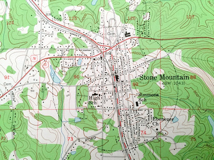 Antique Stone Mountain, Georgia 1956 US Geological Survey Topographic Map – Gwinnett, DeKalb County, Tucker, Clarkston, Pine Lake Trickem GA
