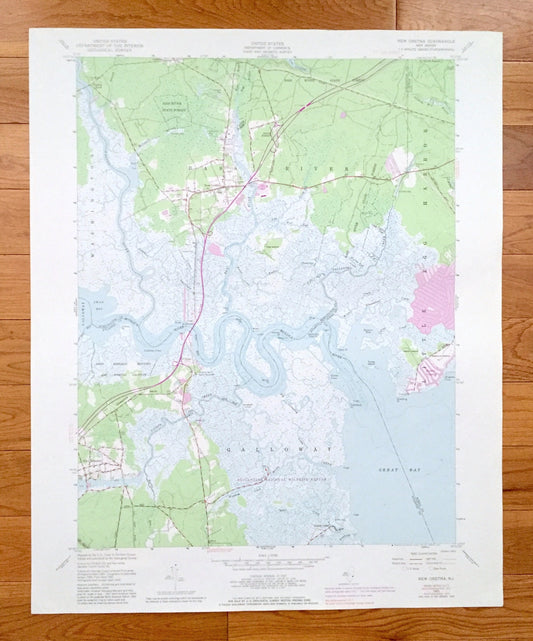 Antique New Gretna, New Jersey 1951 US Geological Survey Topographic Map – Atlantic, Burlington County, Washington, Bass River, Galloway, NJ