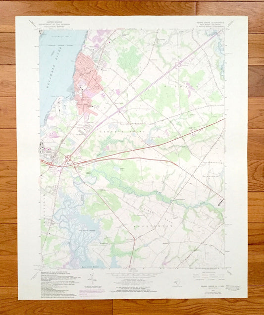 Antique Penns Grove, New Jersey 1967 US Geological Survey Topographic Map – Gloucester. Salem County, NJ, New Castle County, Edgemont, DE