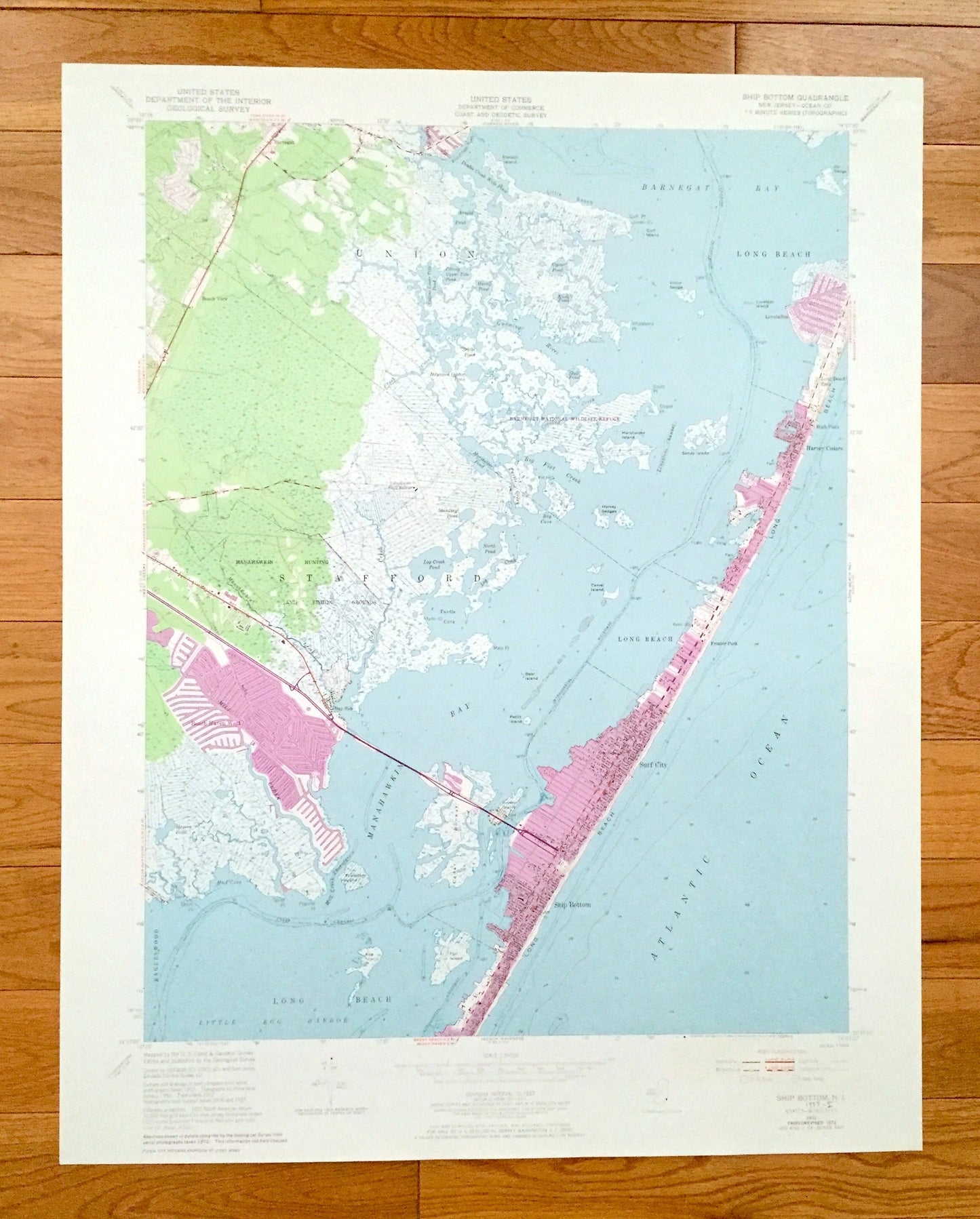 Antique Ship Bottom, New Jersey 1952 US Geological Survey Topographic Map – Ocean County, Union, Stafford, Beach View, Barnegat, Bay Side NJ