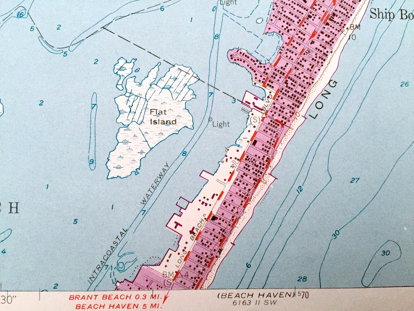 Antique Ship Bottom, New Jersey 1952 US Geological Survey Topographic Map – Ocean County, Union, Stafford, Beach View, Barnegat, Bay Side NJ