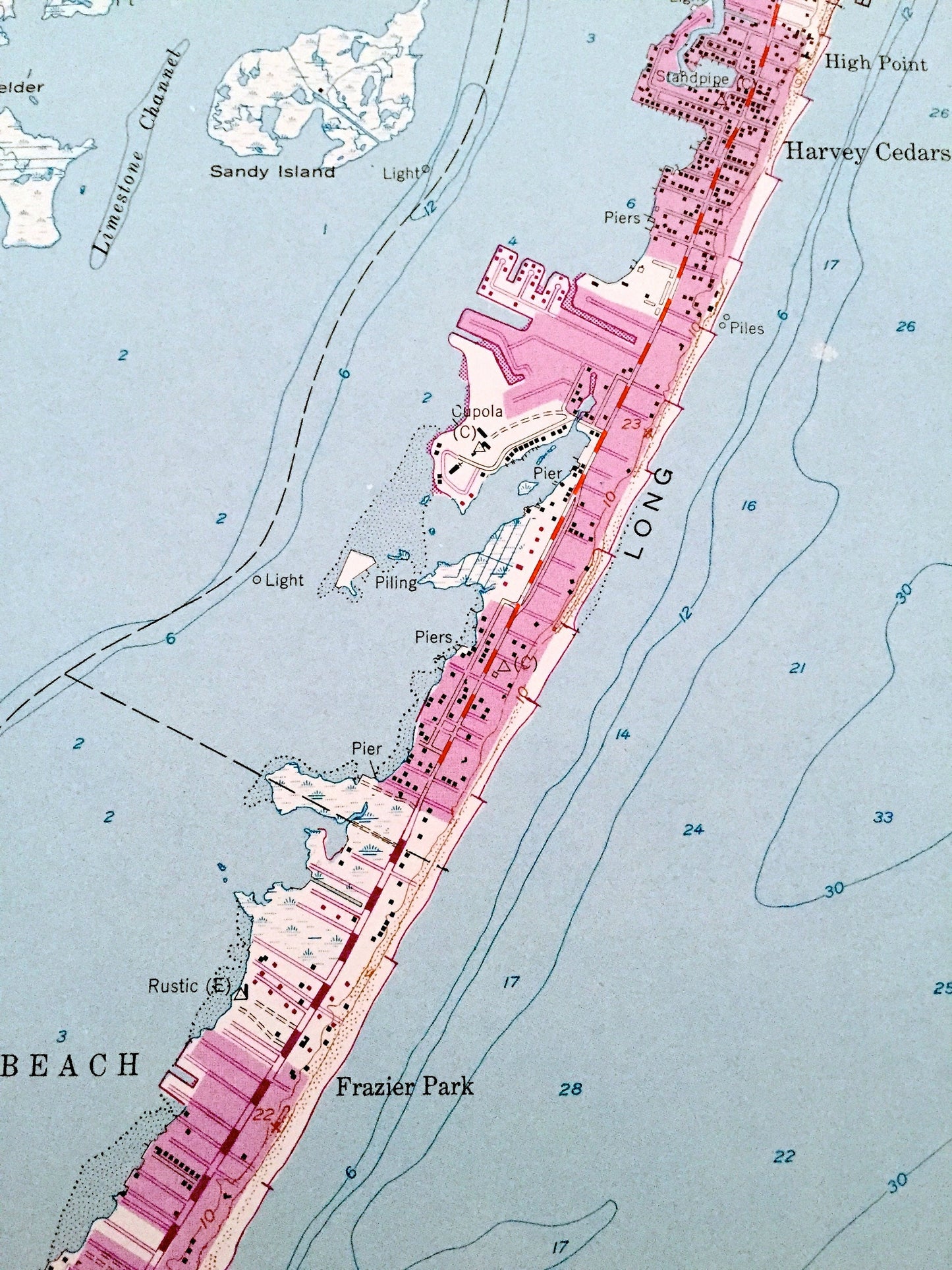 Antique Ship Bottom, New Jersey 1952 US Geological Survey Topographic Map – Ocean County, Union, Stafford, Beach View, Barnegat, Bay Side NJ