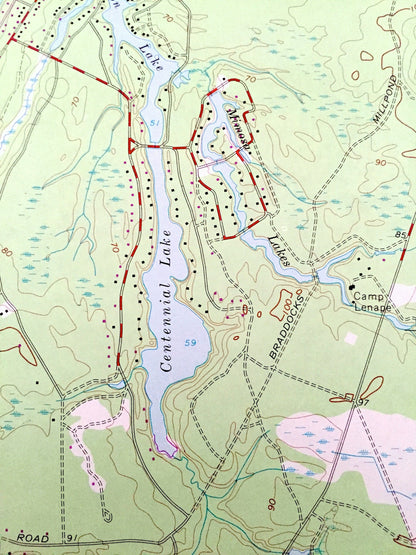 Antique Medford Lakes, New Jersey 1967 US Geological Survey Topographic Map – Camden, Burlington County, Evesham, Southampton, Tabernacle NJ